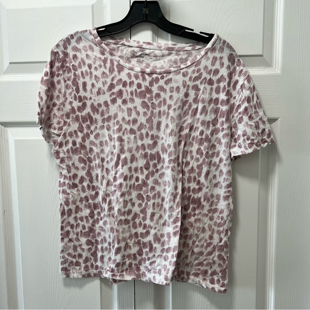 J Crew Purple and white brush stroke vintage cotton short sleeve Tee sz XL